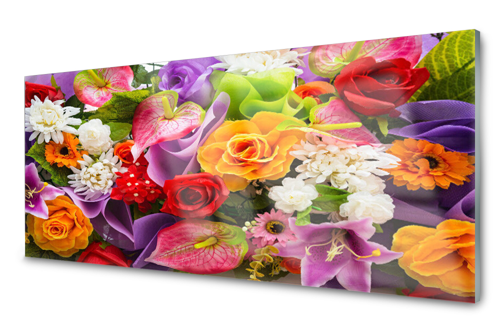 

Panel szklany do kuchni Kwiaty 125x50