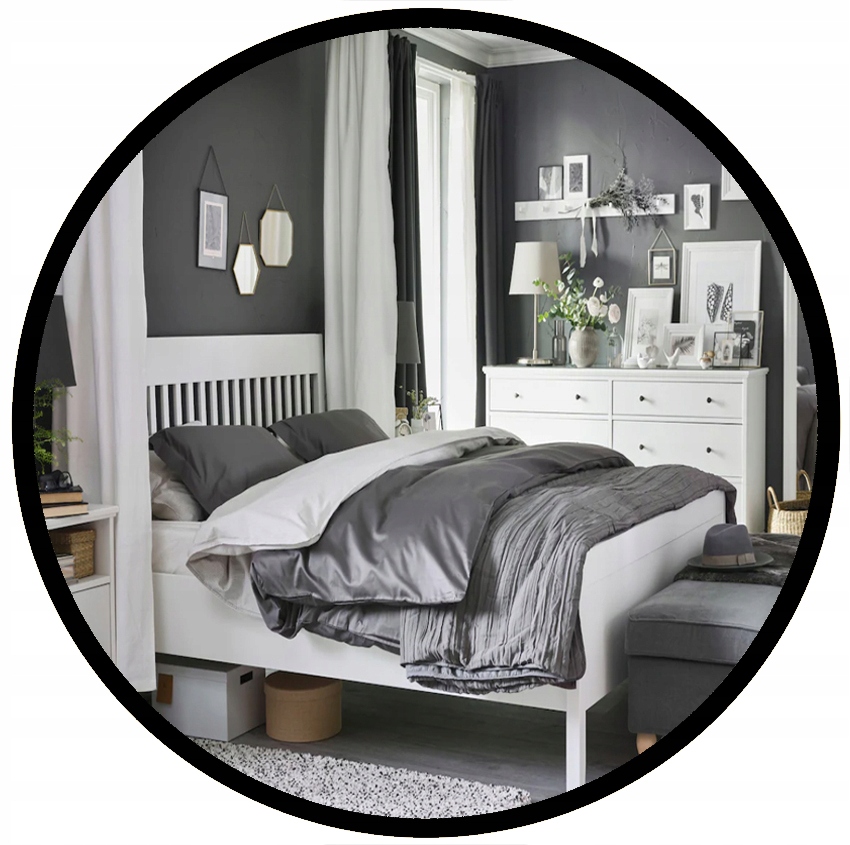 

Lustro Okrągłe Ścienne Loft w Czarnej Ramie 70cm