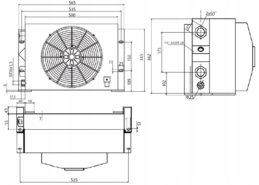 CHLODNICA OLEJU HYDRAULICZNEGO 150 l min DC24V Machine type Crane jack Generator unit Excavator Backhoe loader Crusher Loader Grader Paver Bulldozer Roller Hauler Thickener Other
