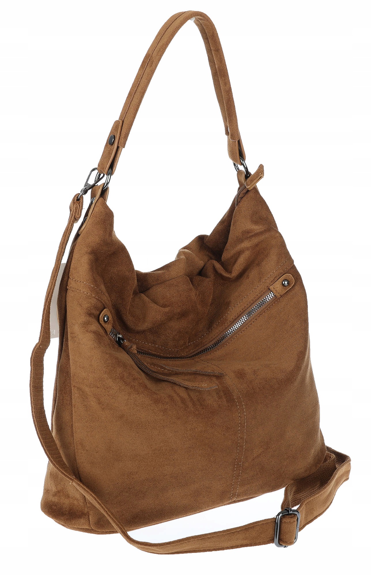 Dámská shopper kabelka semišová taška přes rameno do ruky lehká PB40 Hnědá