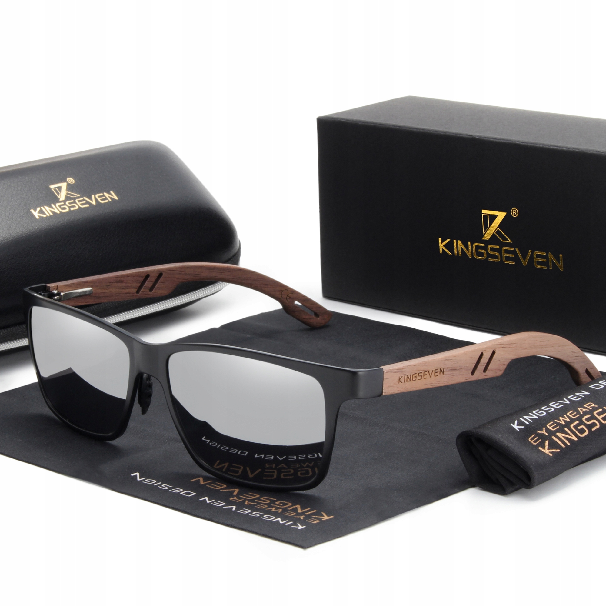 

Okulary przeciwsłoneczne Kingseven UV400 Drewniane
