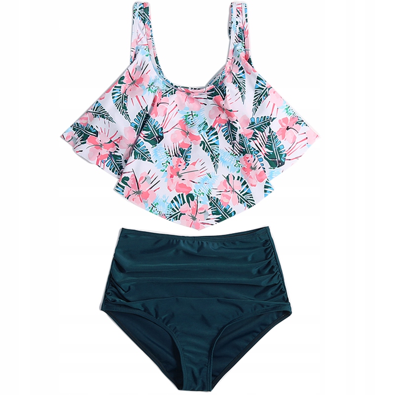 STRÓJ KĄPIELOWY DWUCZĘŚCIOWY WYSOKI STAN MODELUJĄCY DAMSKI WIELOKOLOROWY L Rozmiar L