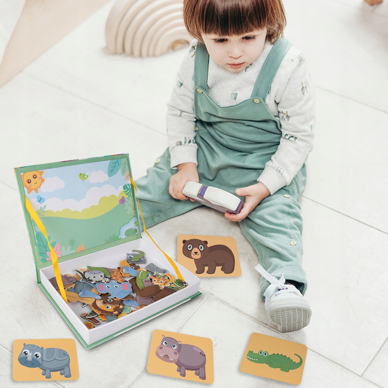 UKŁADANKA MAGNETYCZNA KLOCKI MAGNETYCZNE PUZZLE ZWIERZĘTA MONTESSORI Płeć chłopcy dziewczynki