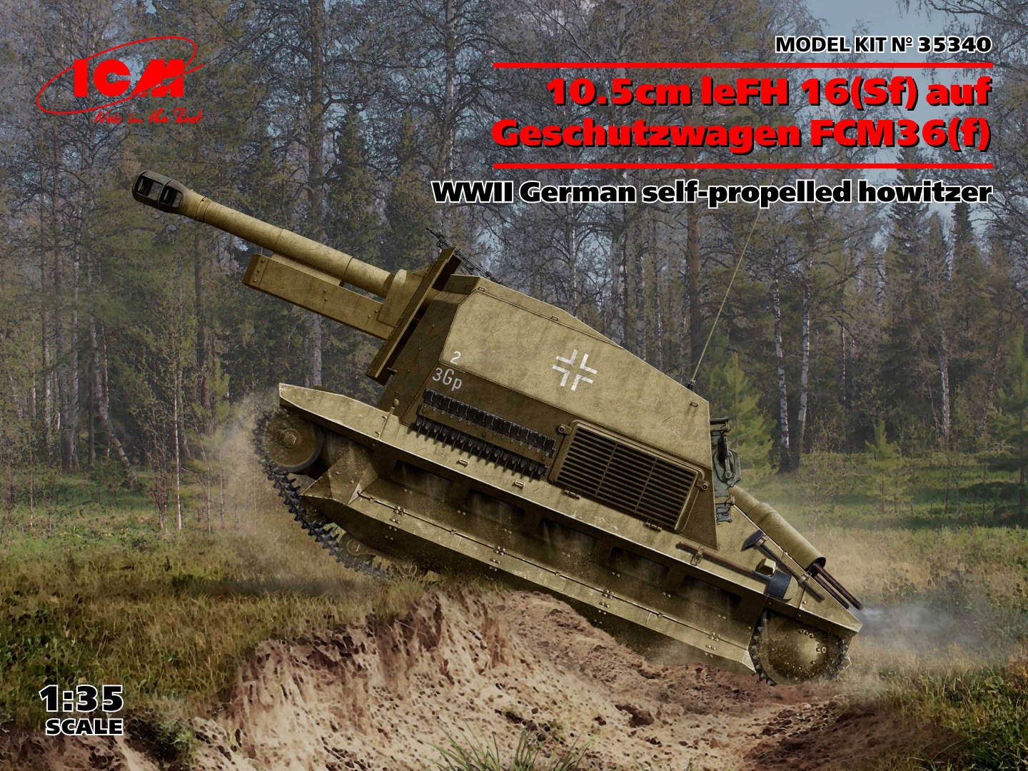 10.5cm leFH 16(Sf) auf Geschutzwagen FCM36 (f) 1:35 ICM 35340