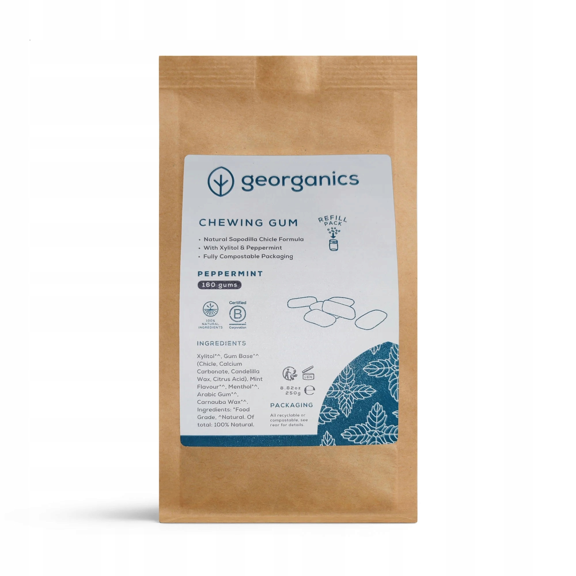 

Georganics, naturalna guma do żucia, mięta 160 szt