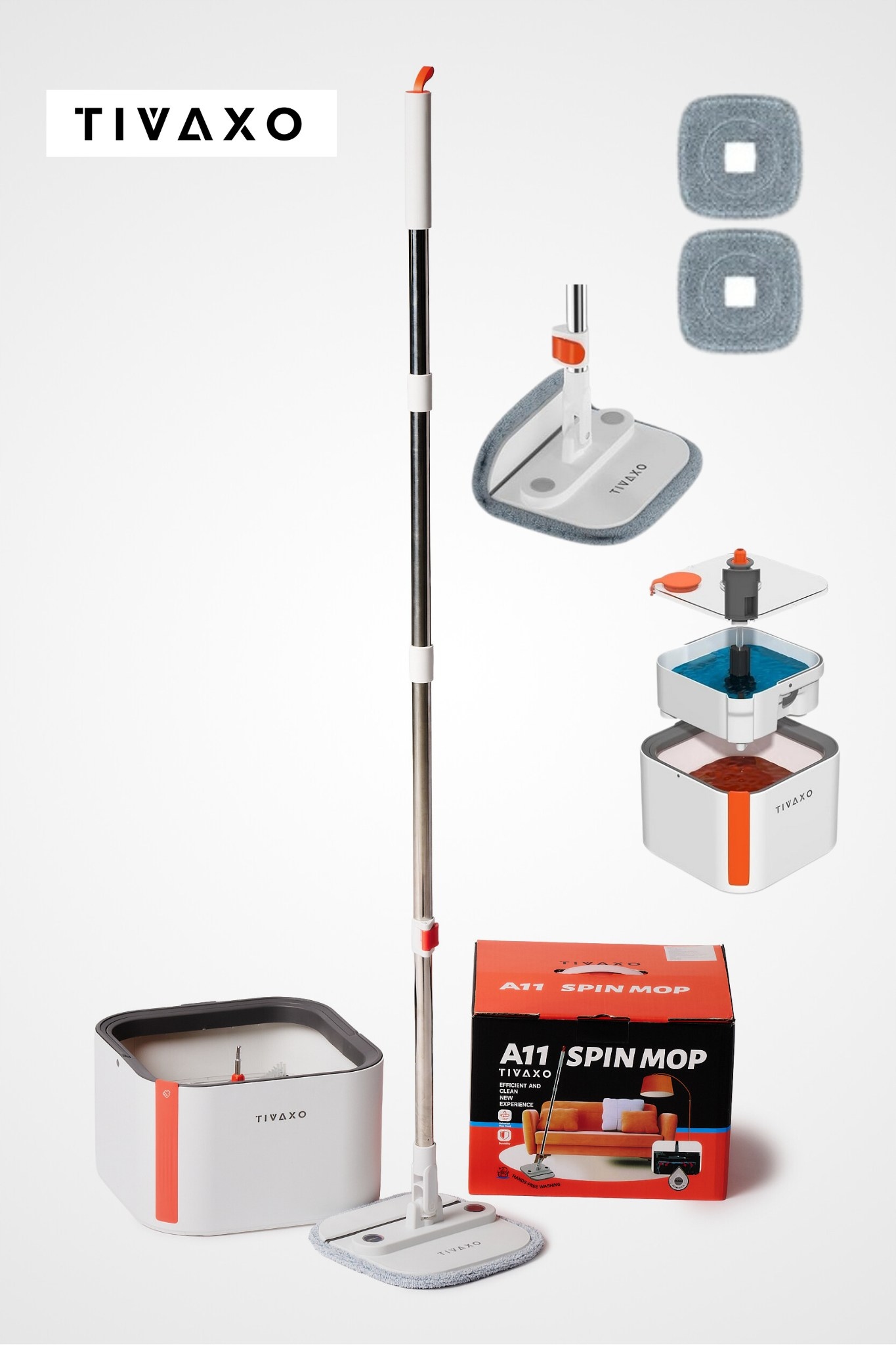Levně Rotační mop s oddělením čisté a špinavé vody Tivaxo A11