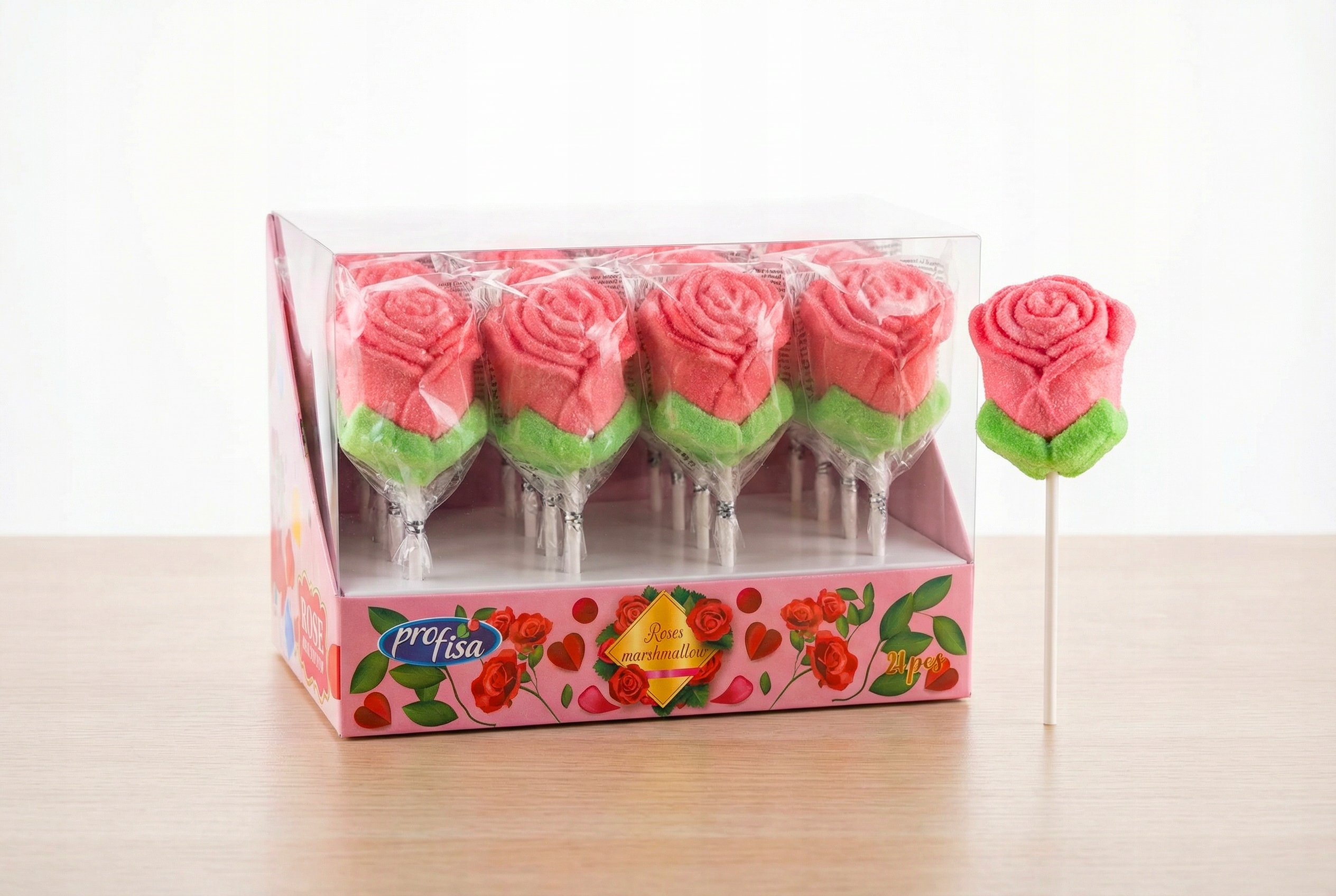 Levně Roses Marshmallow Lízátka Pěnová 24ks x 28g