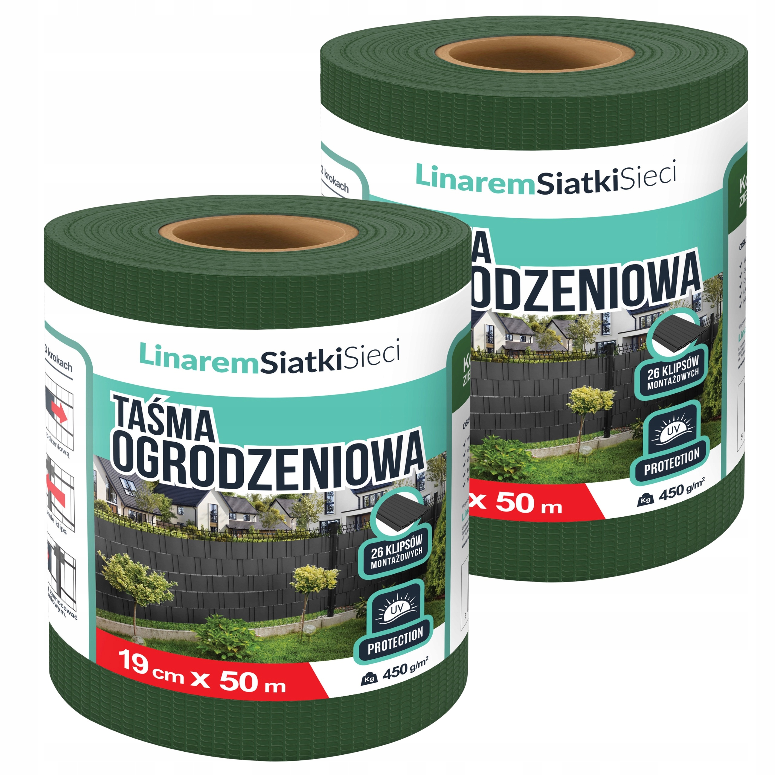 Stínící Panelové Pásy 19 cm x 50 m Uv Ochrana Na Ploty Zelená Sada 2ks
