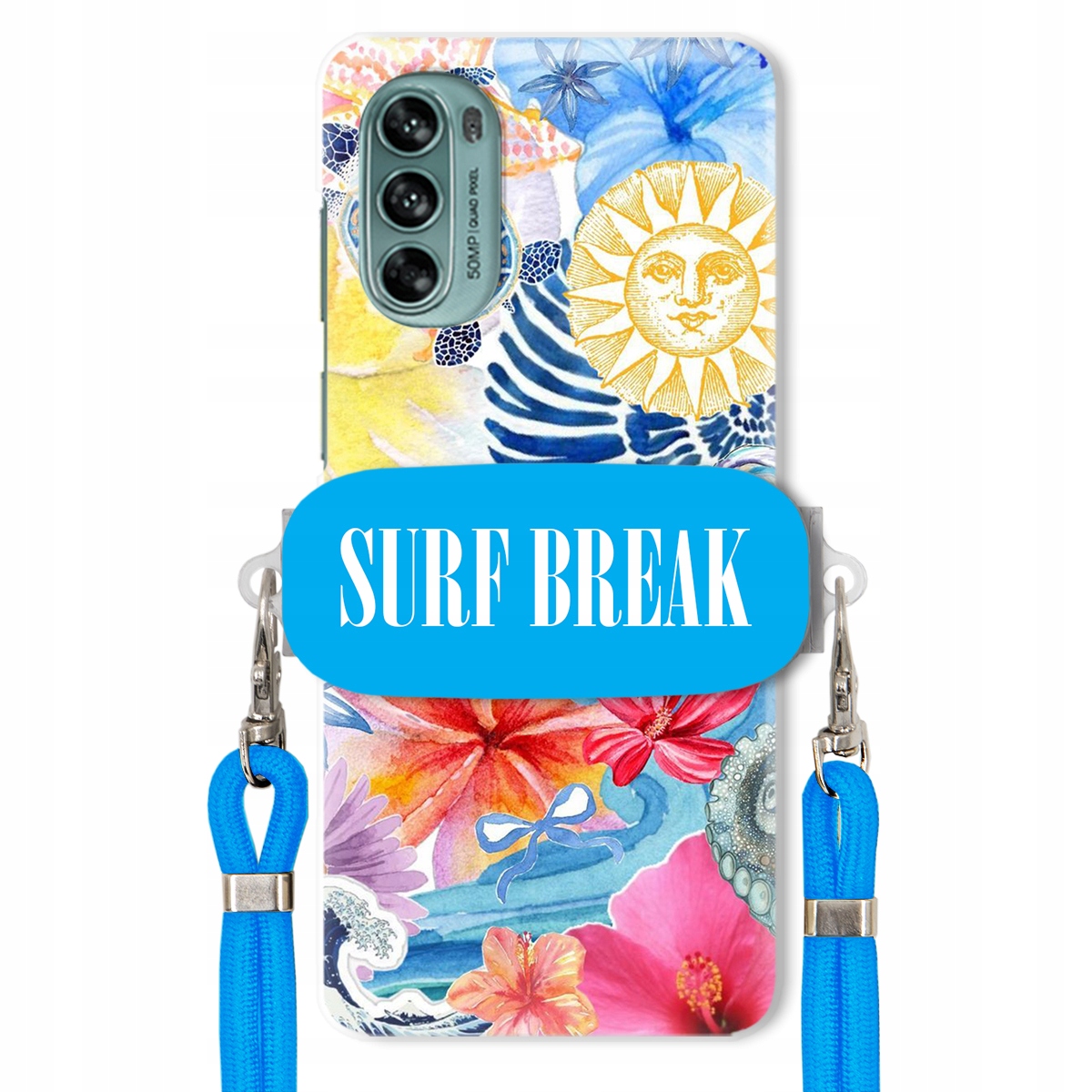 Puzdro na Motorola G62 5G Crossbody vodítko modré držiak Surf Break Lata