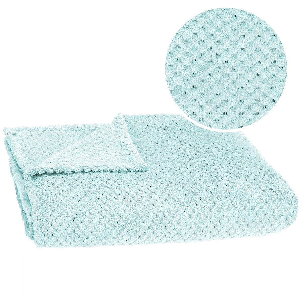 KOC WŁOCHACZ MIĘKKI FUTRZAK PLED NARZUTA NA ŁÓŻKO 200X220 cm MIĘTA CIEPŁY Kolor odcienie zieleni