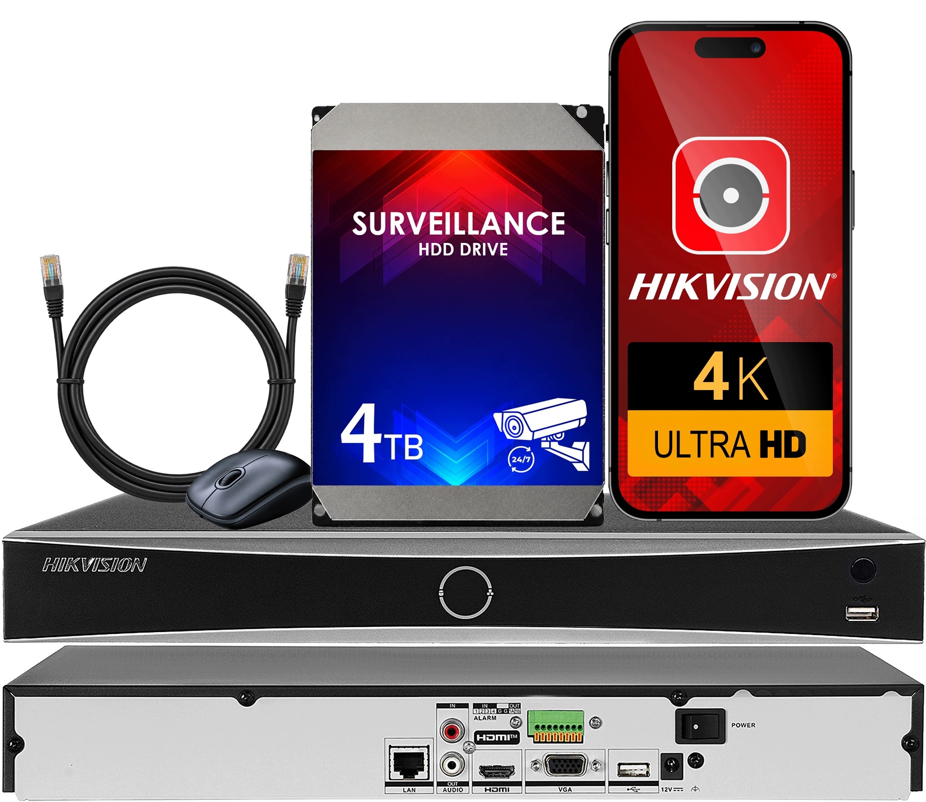 Ip rekordér Hikvision DS-7616NXI-K2 Acusense 16CH Ip Do 12MPX 4TB disk