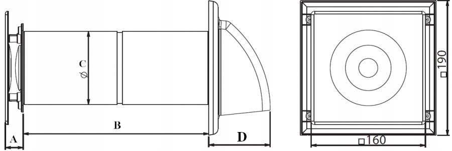Rekuperator kompaktowy ścienny AWENTA HRV100 IPX4 Klasa efektywności energetycznej A