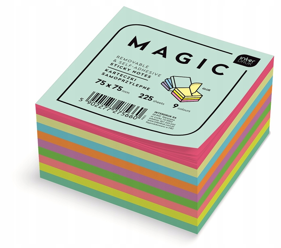 

Notes bloczek samoprzylepny Magic 75x75 mm neon
