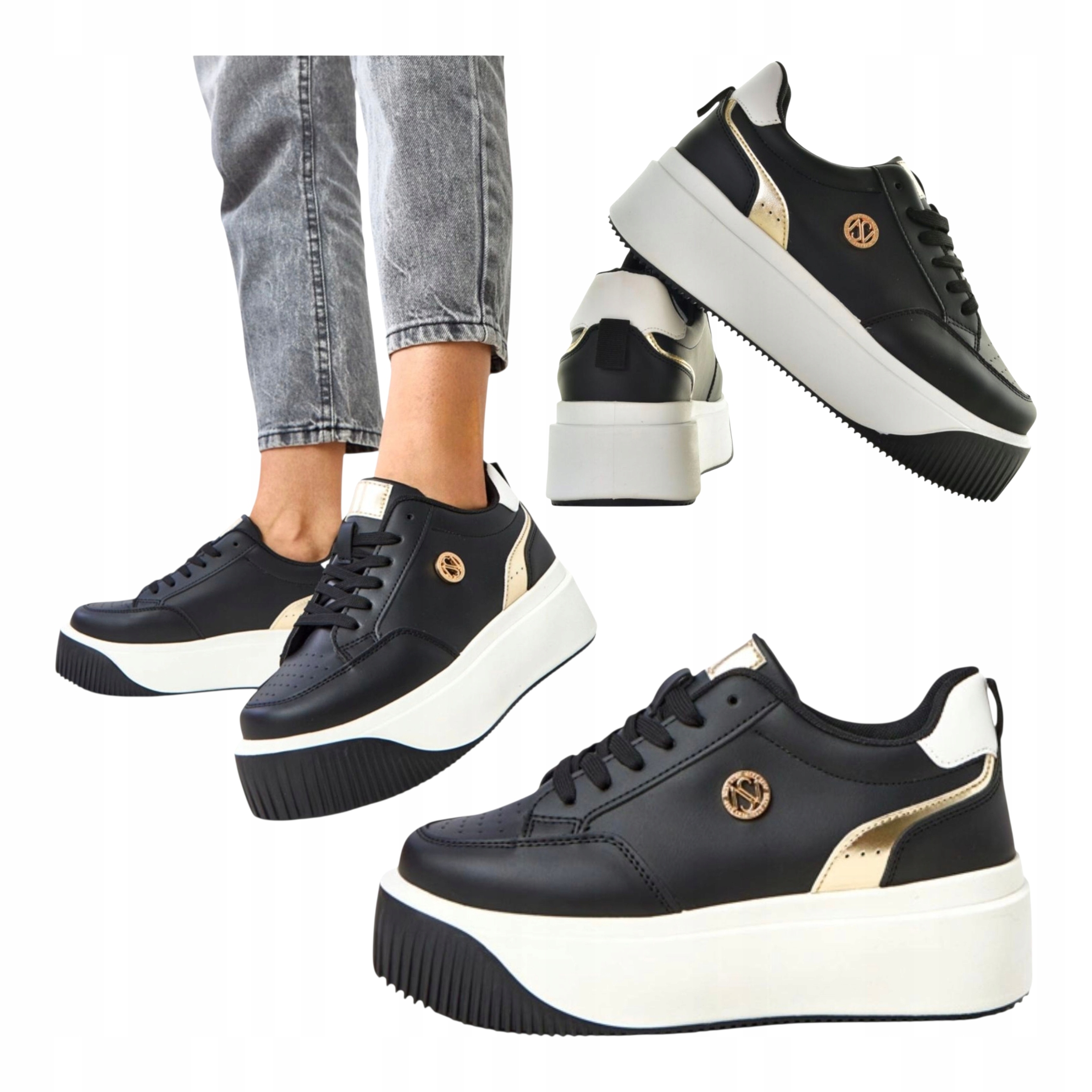 Dámské kožené tenisky Polobotky na platformě Pohodlné Módní Černé 39