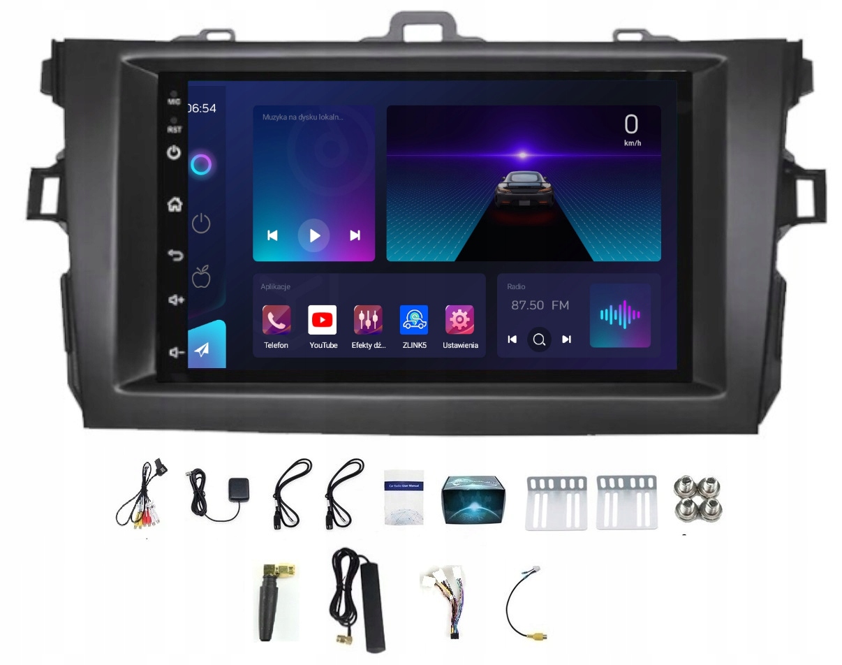 Rádio Navigace Gps Android Bt Toyota Corolla 2006-2013 4GB 64GB Modem Sim