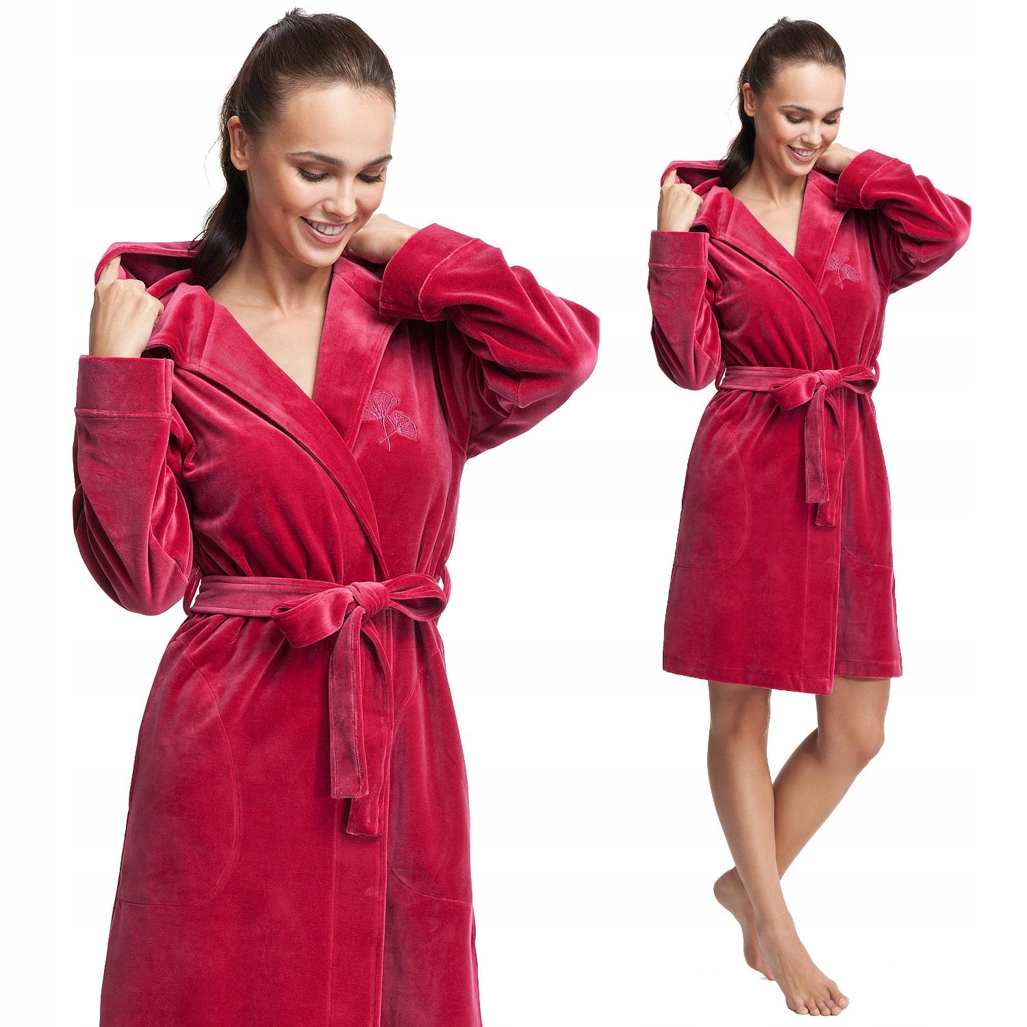 

Szlafrok damski kod 360 Luna welur bordowy [XL]