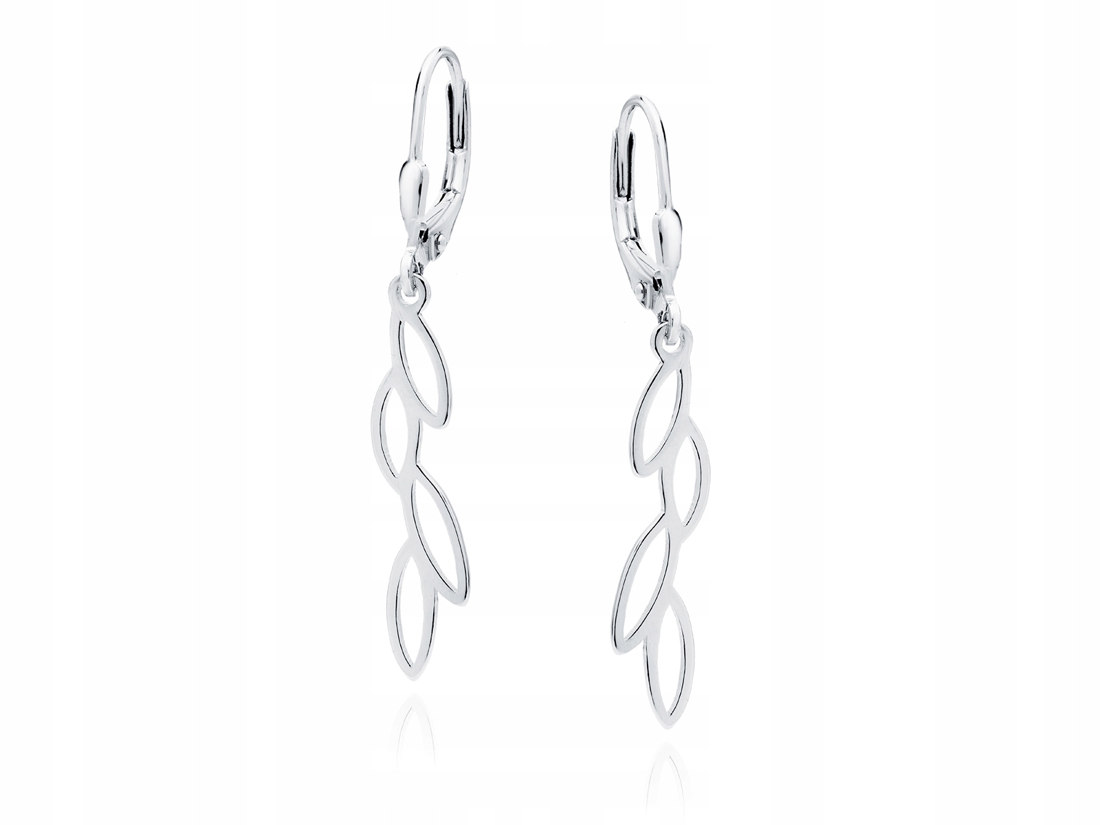 RODOWANE WISZĄCE KOLCZYKI SREBRNE LISTKI LEAFS