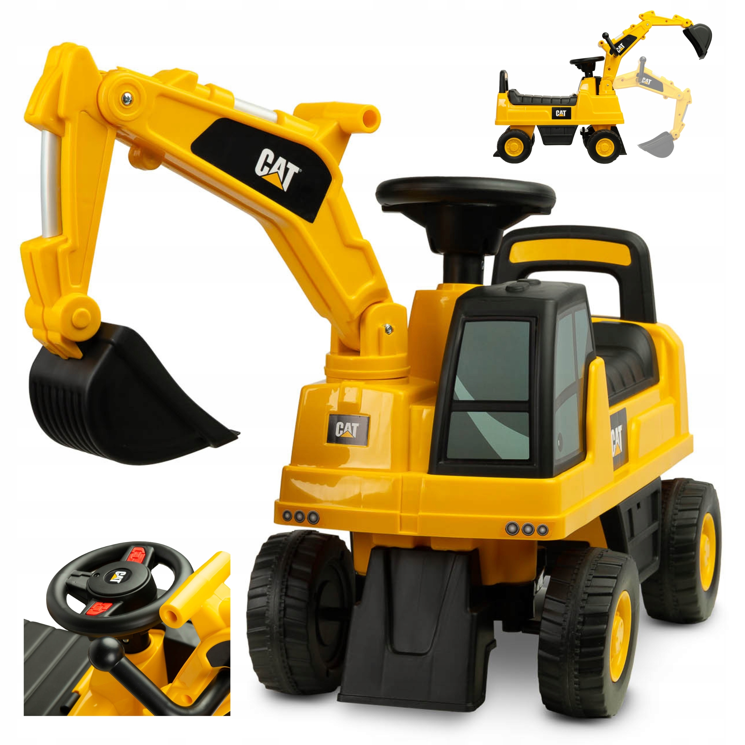 Jeździk Koparka Cat Ruchoma Łyżka Ładowarka Klakson Auto Na Roczek