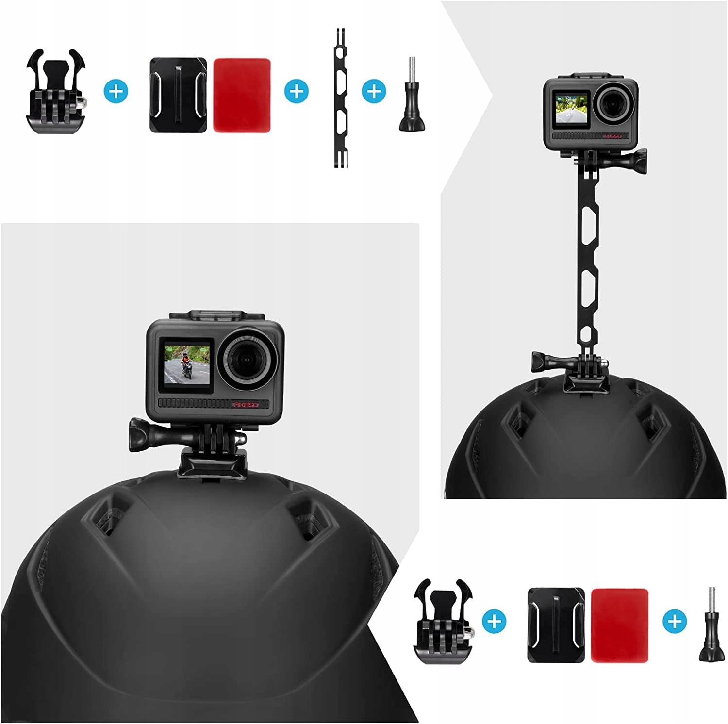 Zestaw Montażowy Kamer Sportowych Na Motocykl Do GoPro DJI Insta360 AKASO — miniatura 4
