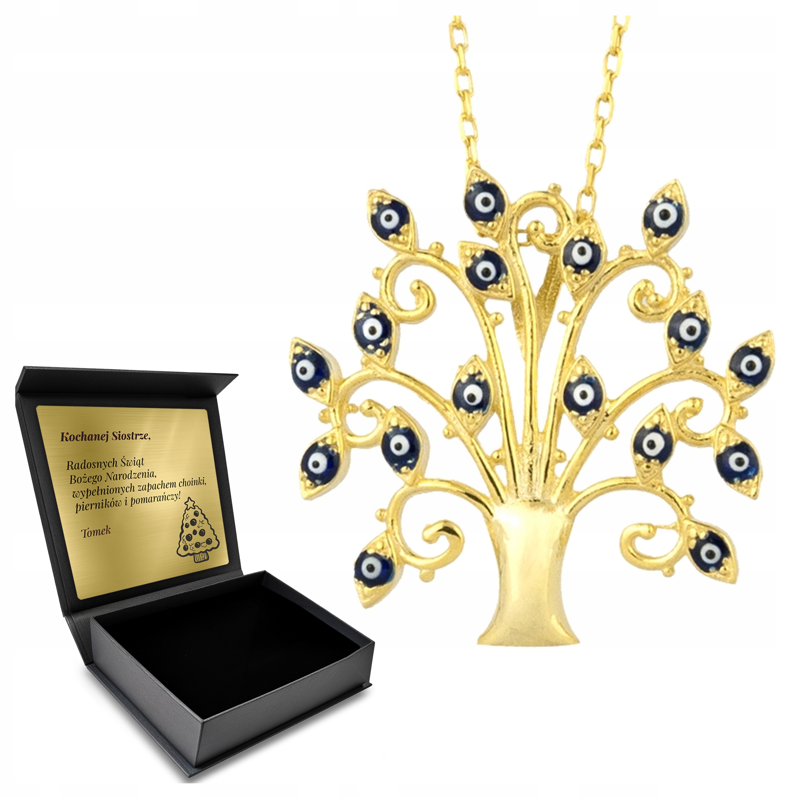 Zlatý Náhrdelník Strom Oko Proroka Stříbrný 925 Dárek Den žen Gravírování