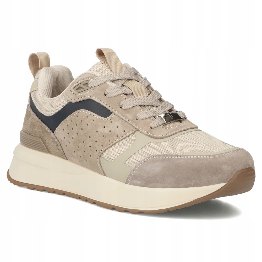 Buty damskie skórzane sportowe sneakersy Filippo beżowe platforma r.41