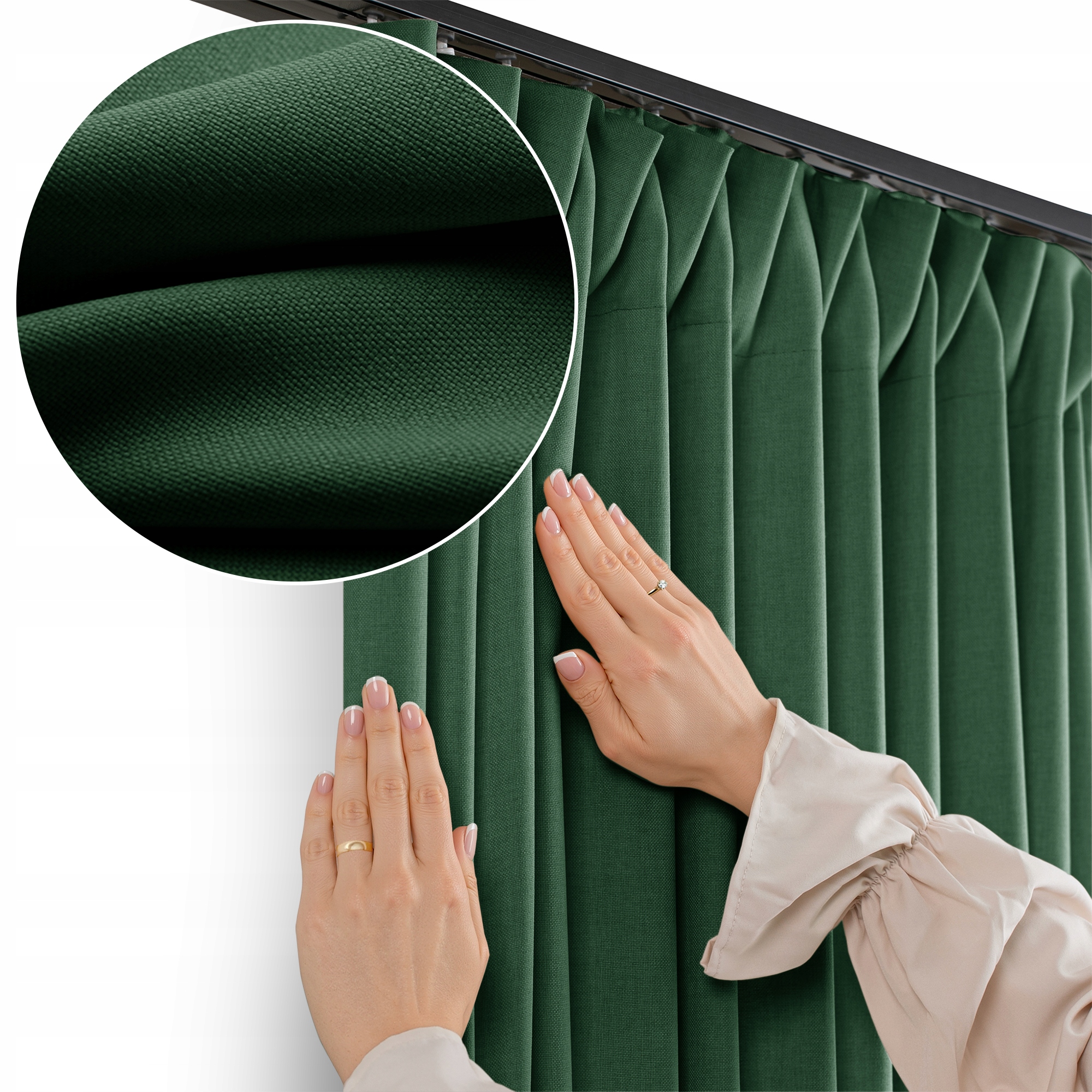 Filumi Závěs pletený len řasící páska do jídelny Lahvově Zelená Barva 320x260