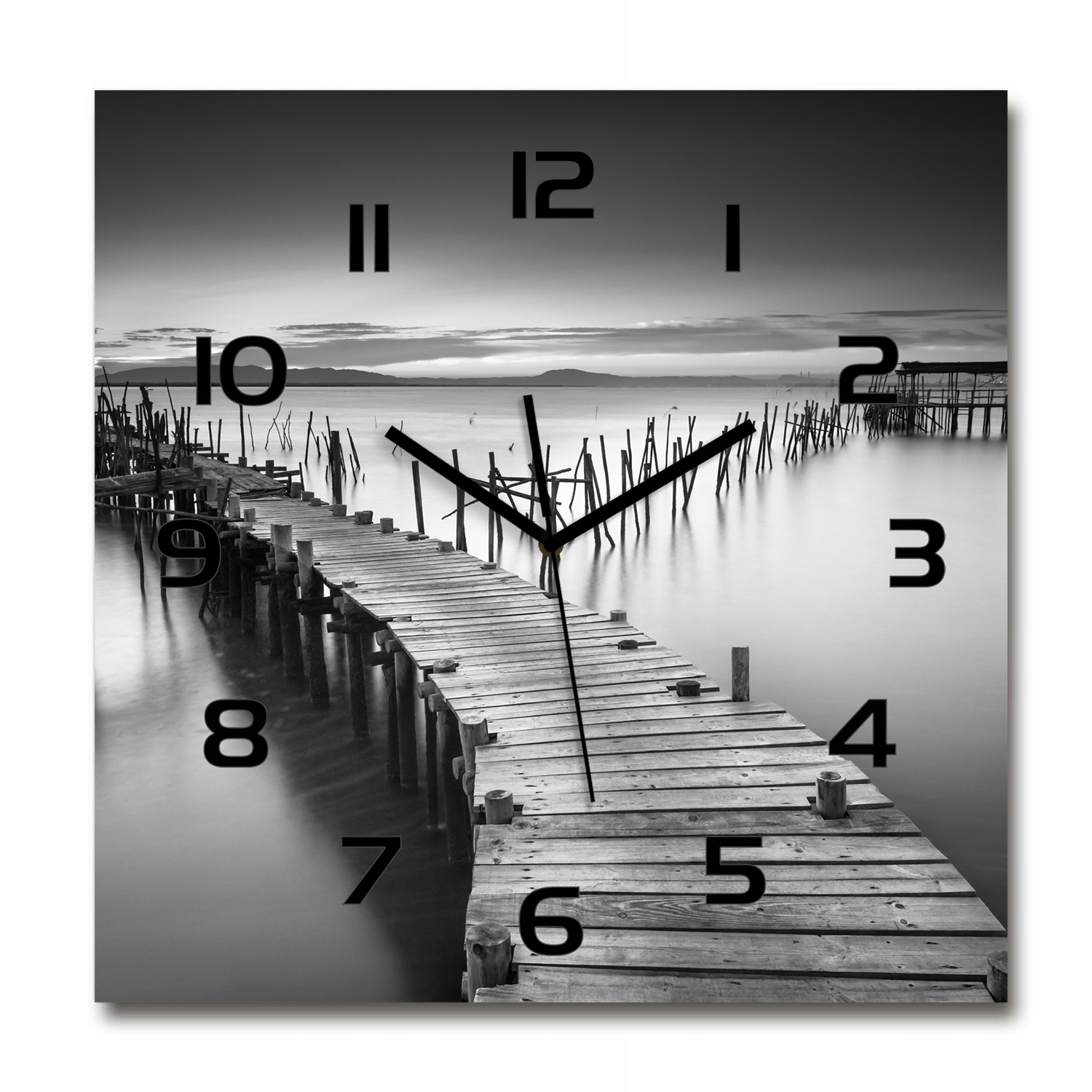 

Zegar ścienny ze szkła, duży Drewniane molo 60x60