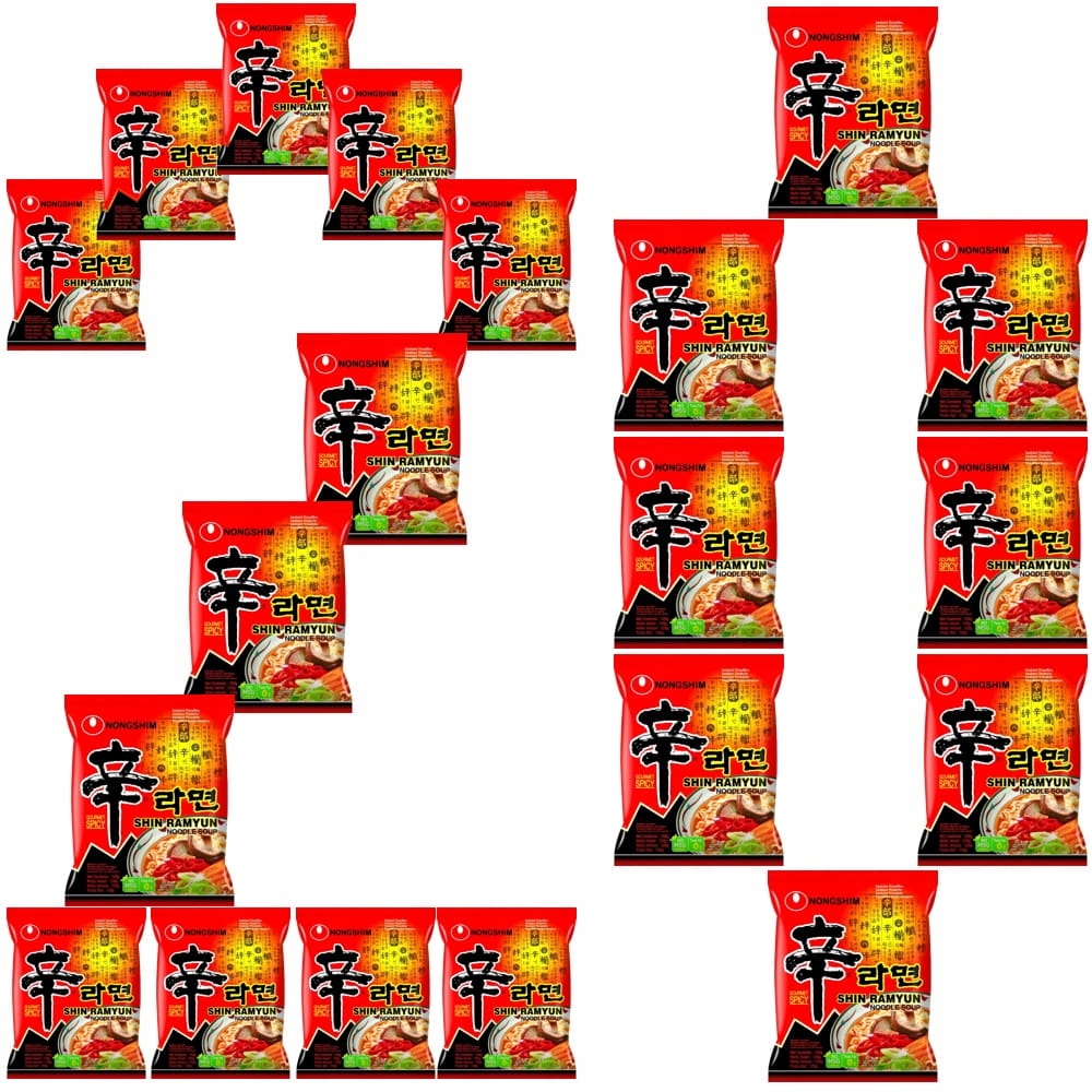 Levně 20x Korejská Instant Ostrá polévka Shin Ramyun Hot 120g Nong Shim