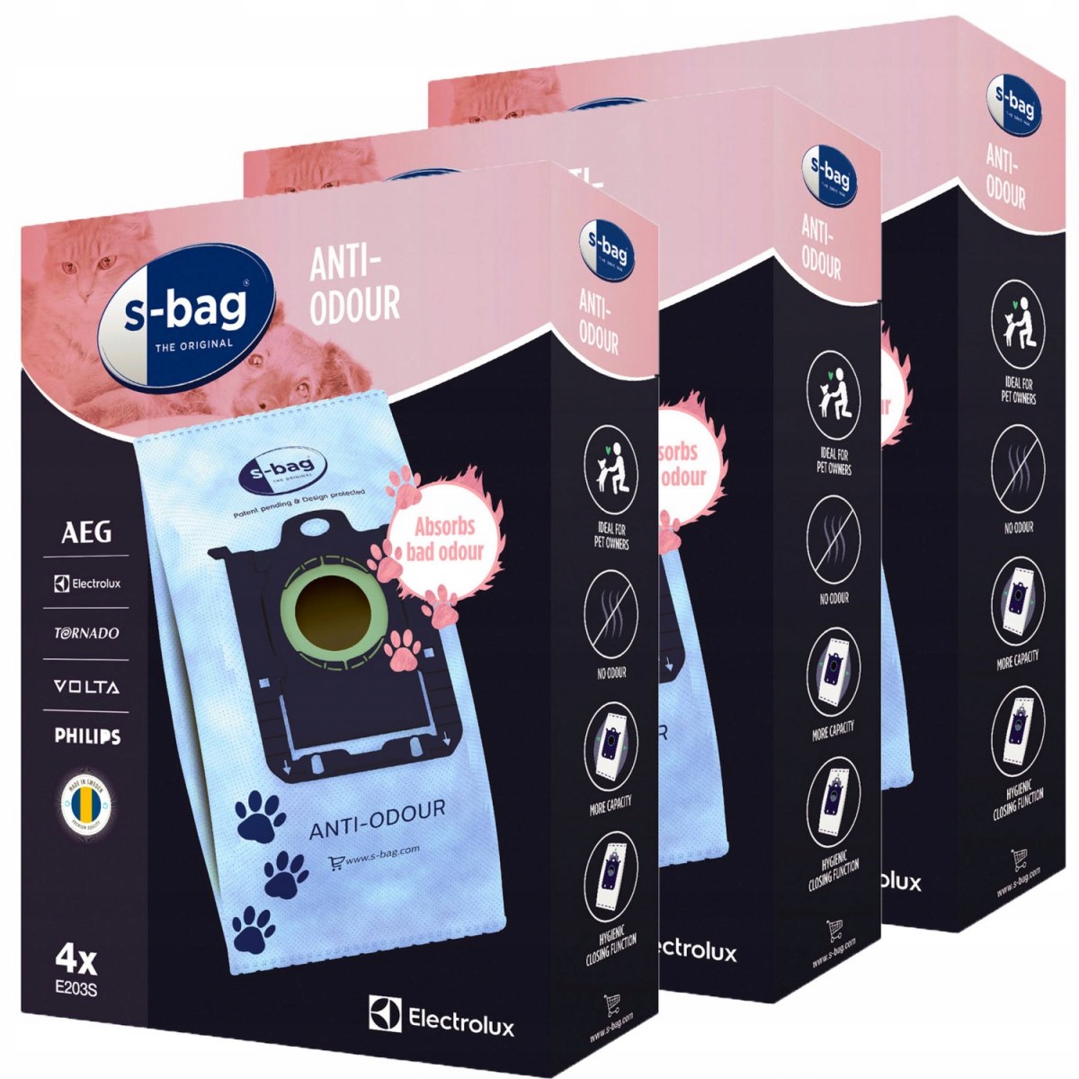 Oryginalne worki Electrolux S-Bag Anti-odour 12 sztuk antyzapachowy E203S