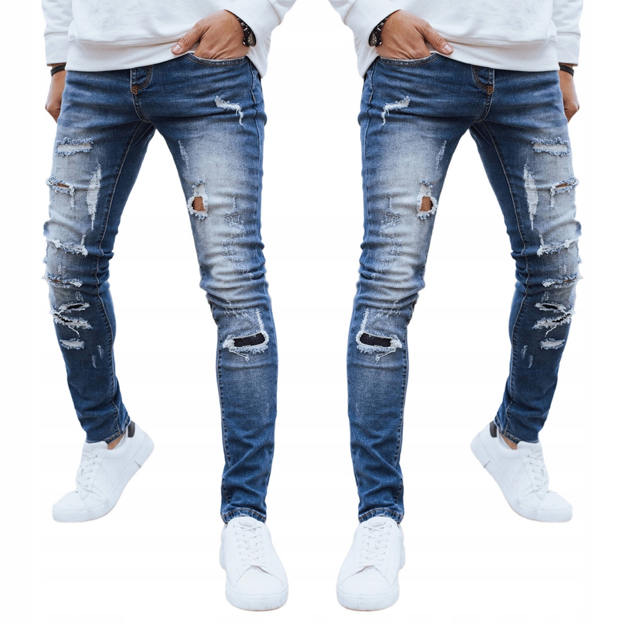 MĘSKIE SPODNIE JEANSOWE DZIURY PRZETARCIA NIEBIESKIE ux4226 - 31