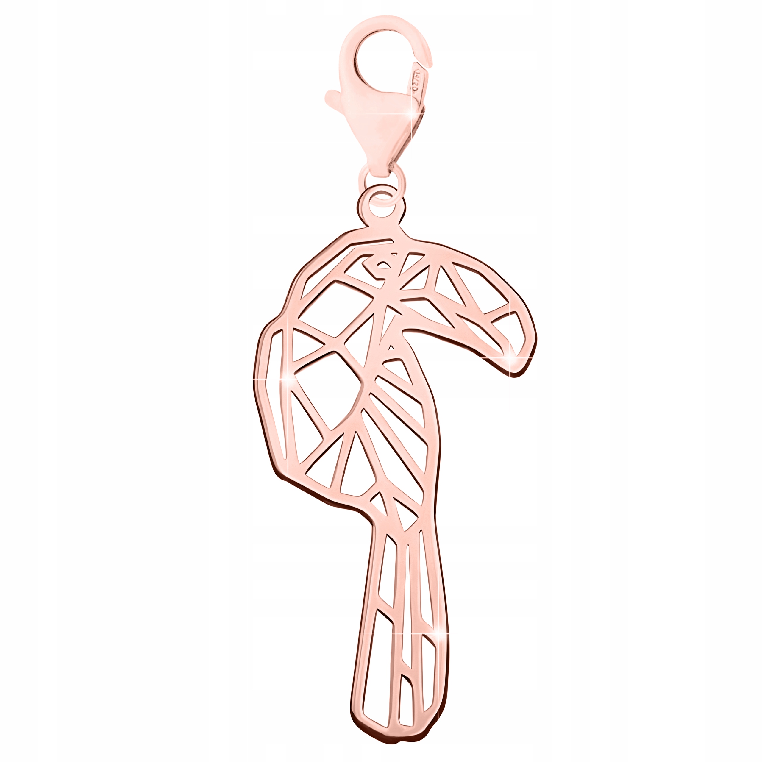 Růžový přívěsek 925 Pták Tukan Ažurový plíšek Origami s ptákem Pták 18K