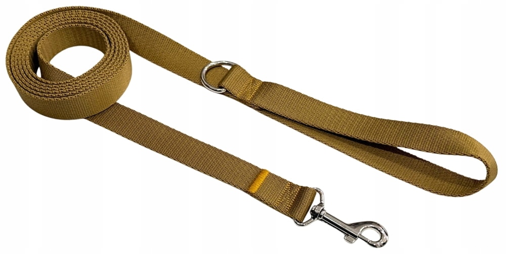 Levně Vodítko Pro Psa Pevná Tradiční Odolná Páska 25 mm Zlatá 10 m Zepnij