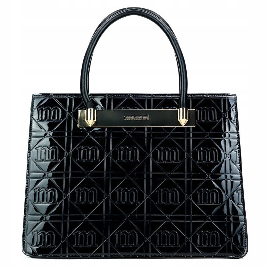 Černá Pevná Aktovka Monnari, Dámská Ozdobná Přední Strana, Lakovaný Vzor S Logem