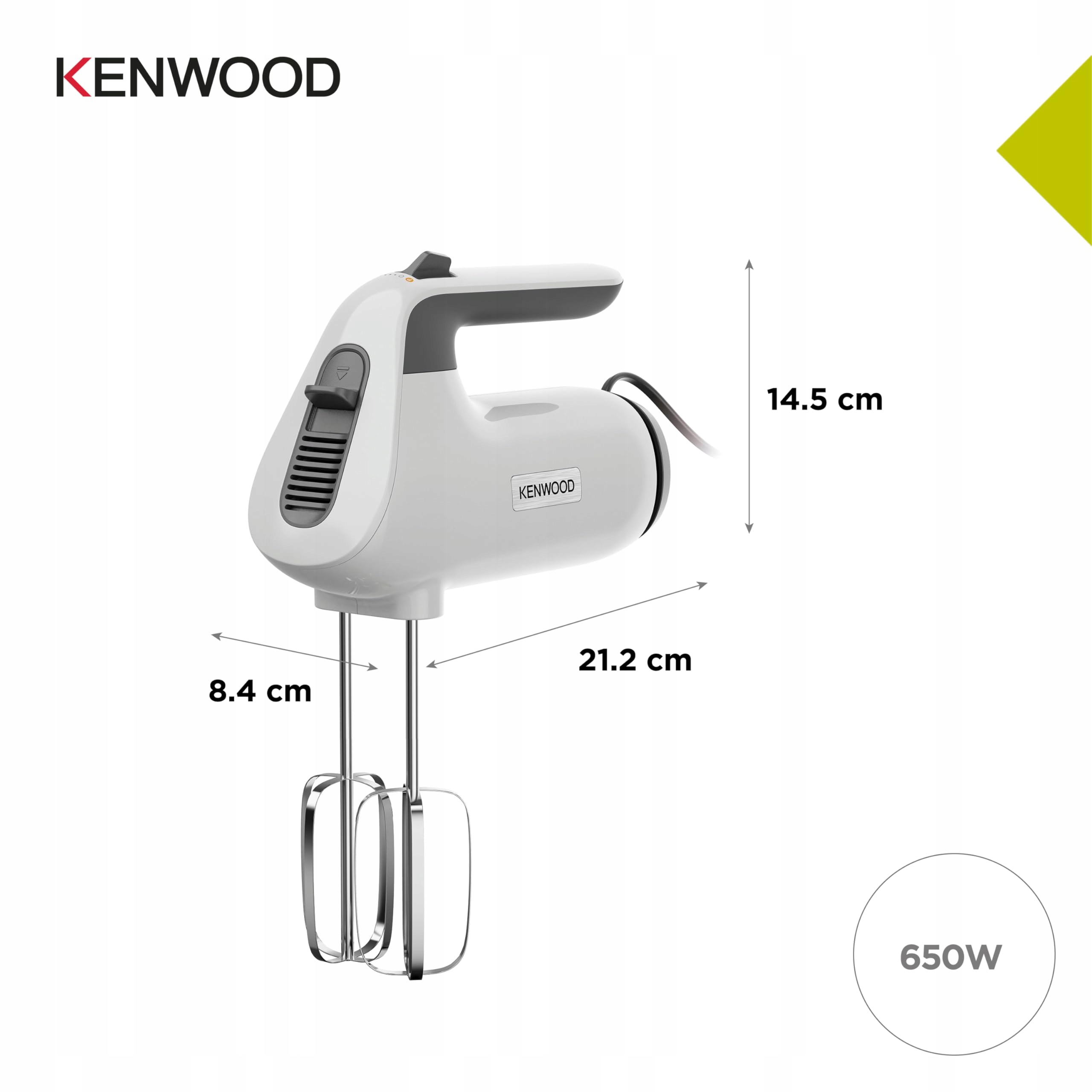 KENWOOD QuickMix Plus Mikser Ręczny 650W Biały Z Hakami I Trzepaczką — miniatura 6