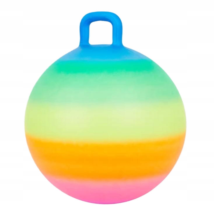 Skákacia lopta + nafukovací držiak pre deti, veľká, 45 cm, dúhová