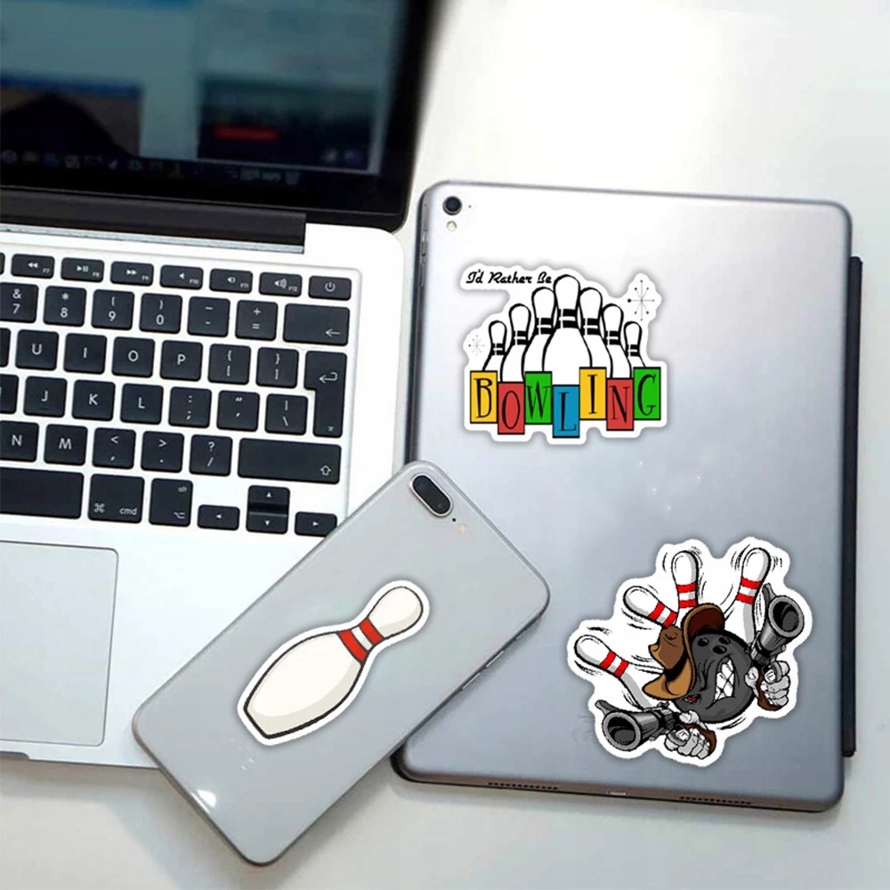 NAKLEJKI WODOODPORNE NA ROWER MIX BOWLING 50 szt Szerokość 4 mm