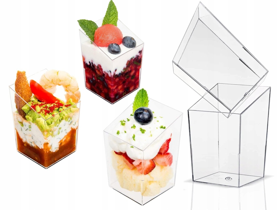 Pucharki do deserów pojemniki FINGERFOOD pojemniczki wielorazowe 85ml 12szt