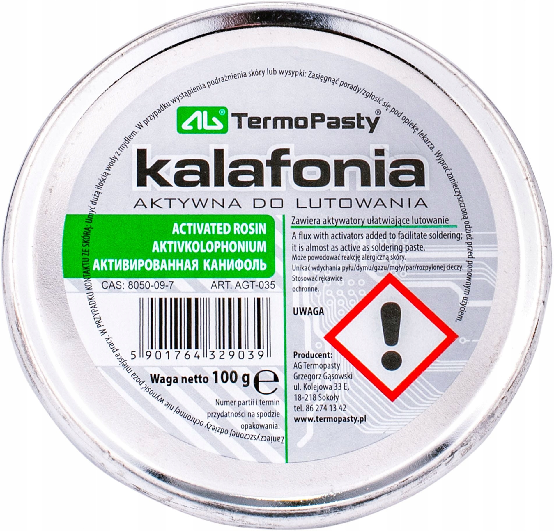 

Kalafonia 100g Aktywatory ułatwiają lutowanie AG04