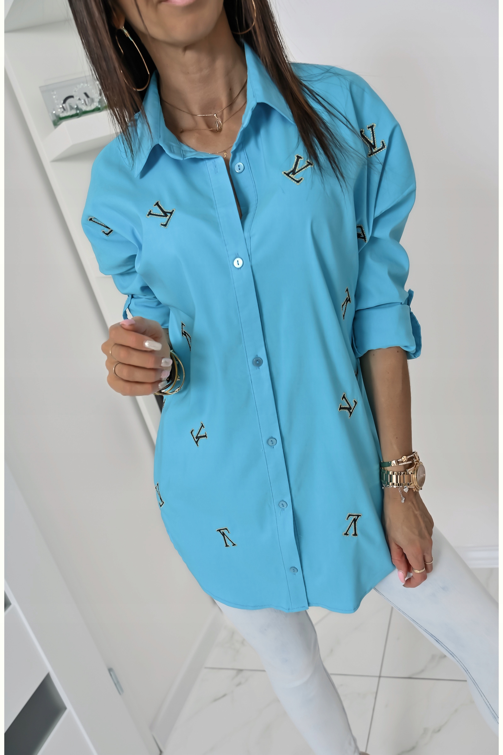 CASUALOWA KOSZULA OVERSIZE EMMELINE! WZ.11 XL Rękaw długi rękaw