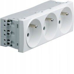 Systo Trojitá průchozí zásuvka s uzemněním 16A 6 modulů, bílá
