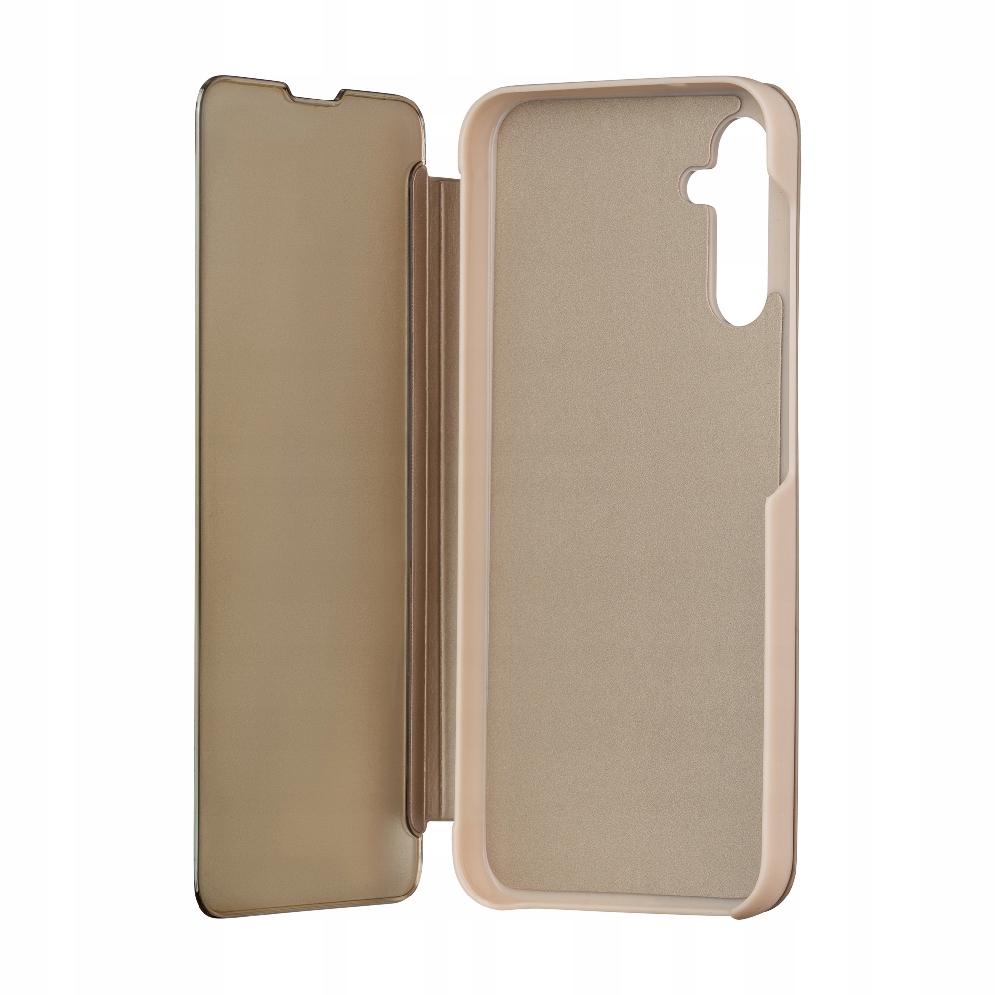Etui Fold Mirror View do Samsung Galaxy A14 4G A14 5G złote Tecto Shield
