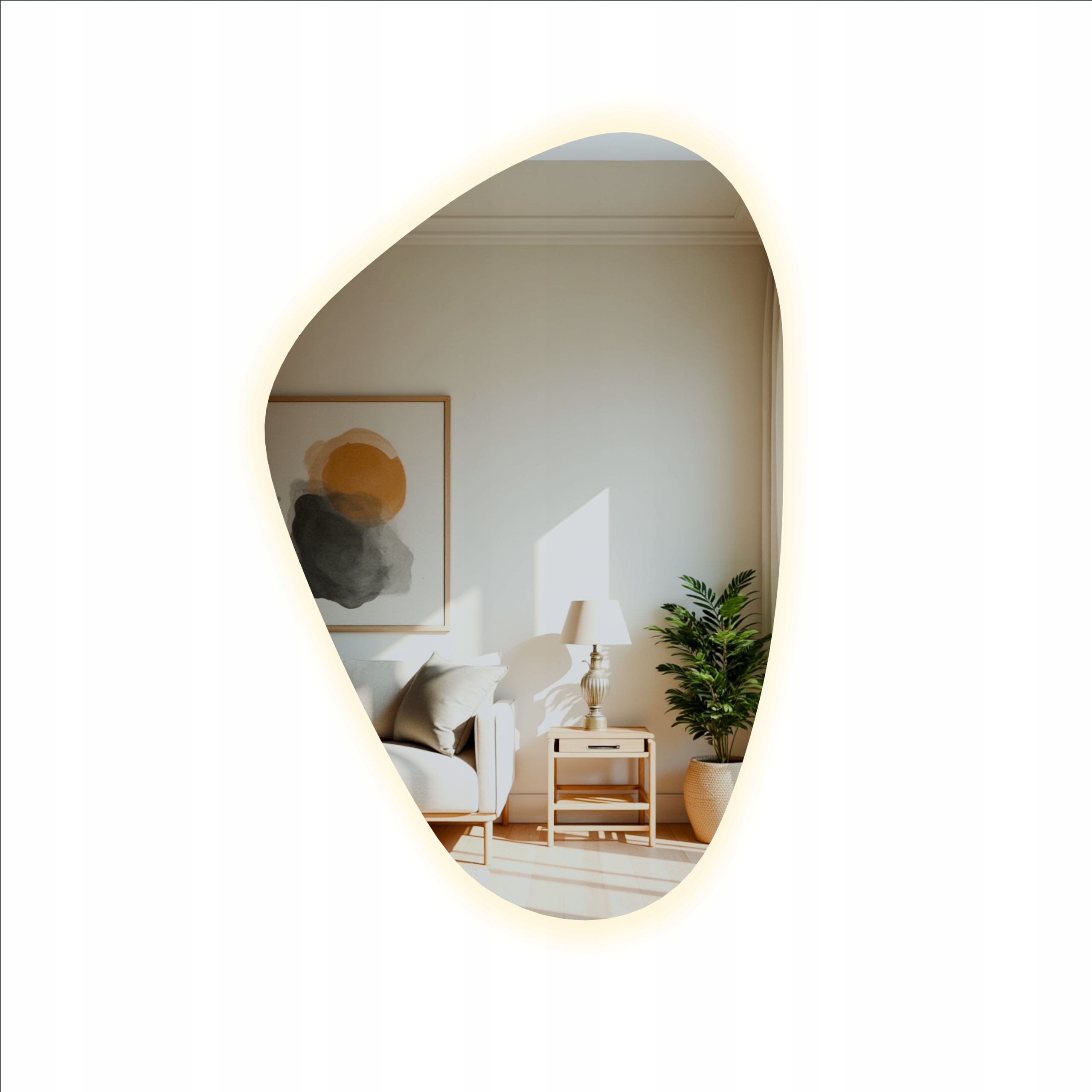 Lustro Led Cob Eris podświetlane łazienkowe nieregularny kształt 60x90cm