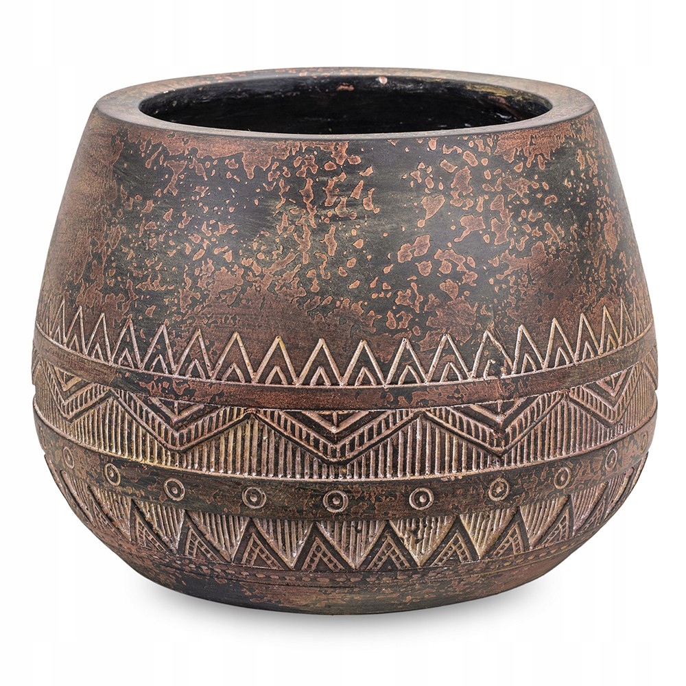 Kvetináč BRONZOVÝ24x28 cm Obal Na Kvetináč Keramika S Vzorom