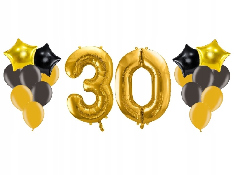 

Balony na 30 urodziny złote i czarne 18 sztuk