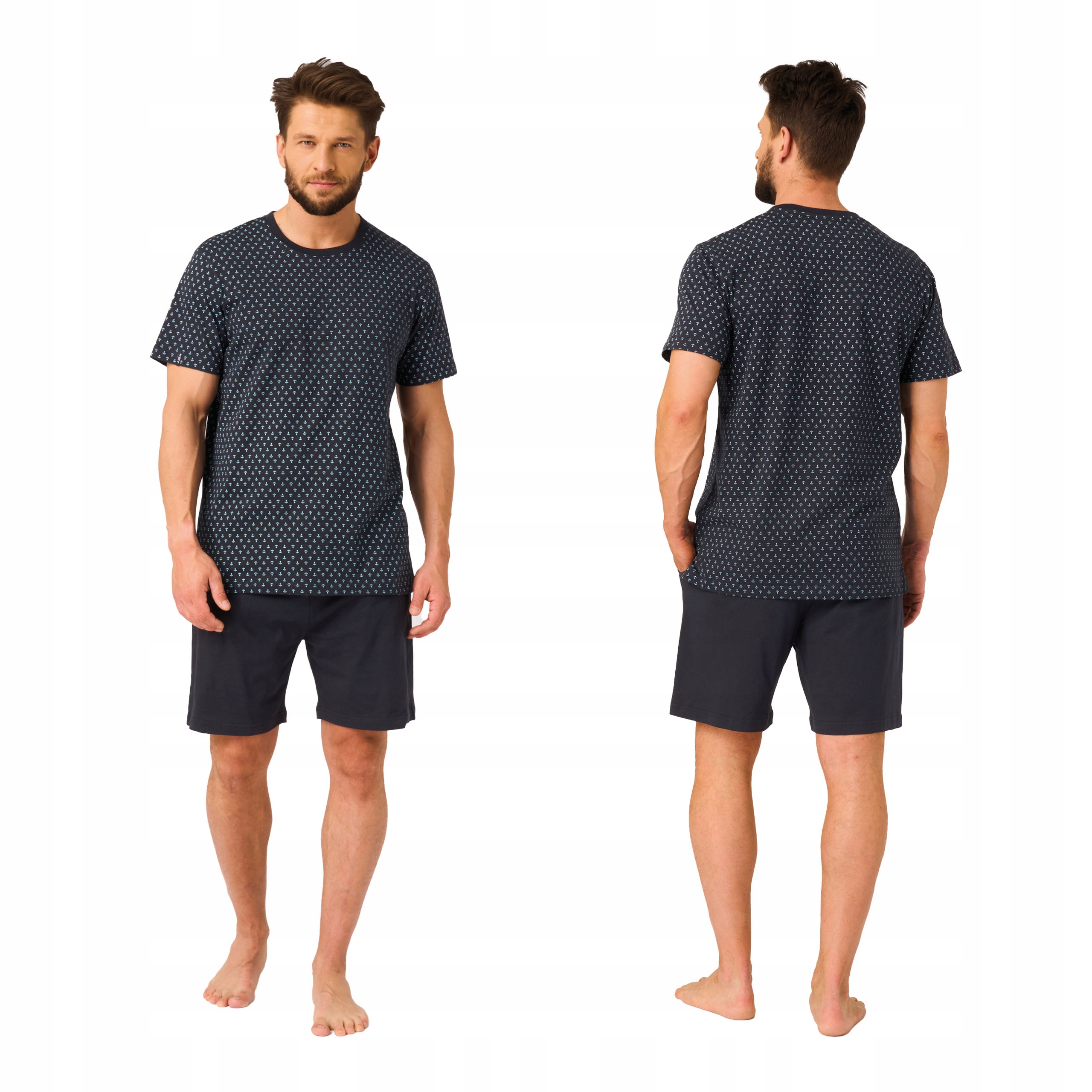 Pánské bavlněné pyžamo 3XL dvoudílné Key pohodlné na léto 100 bavlna