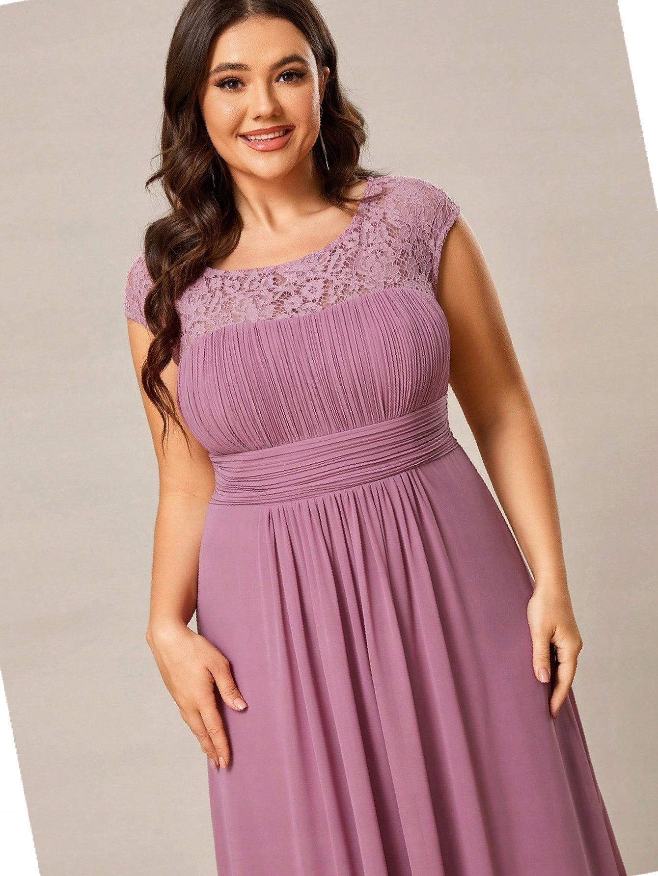 Šaty Růžová Dlouhá s krajkou Večerní Everpretty Šifonová 4XL 48