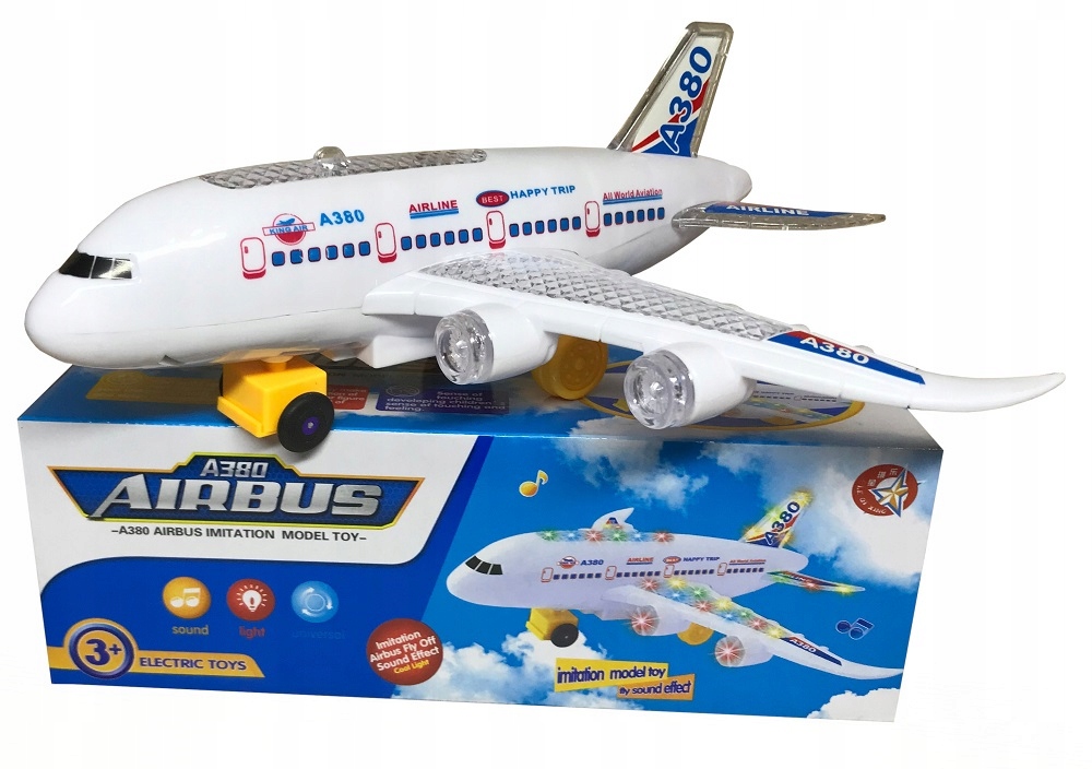 

Samolot Pasażerski Airbus światło dźwięk jeździ