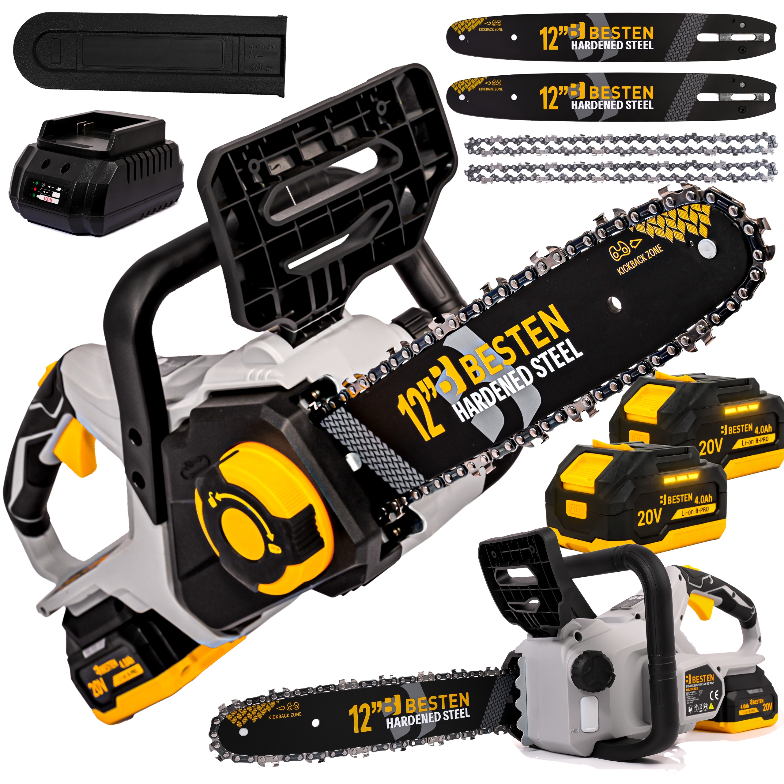 Besten Piła Łańcuchowa Akumulatorowa Gałęziówka Pilarka Bezszczotkowa 4,0Ah