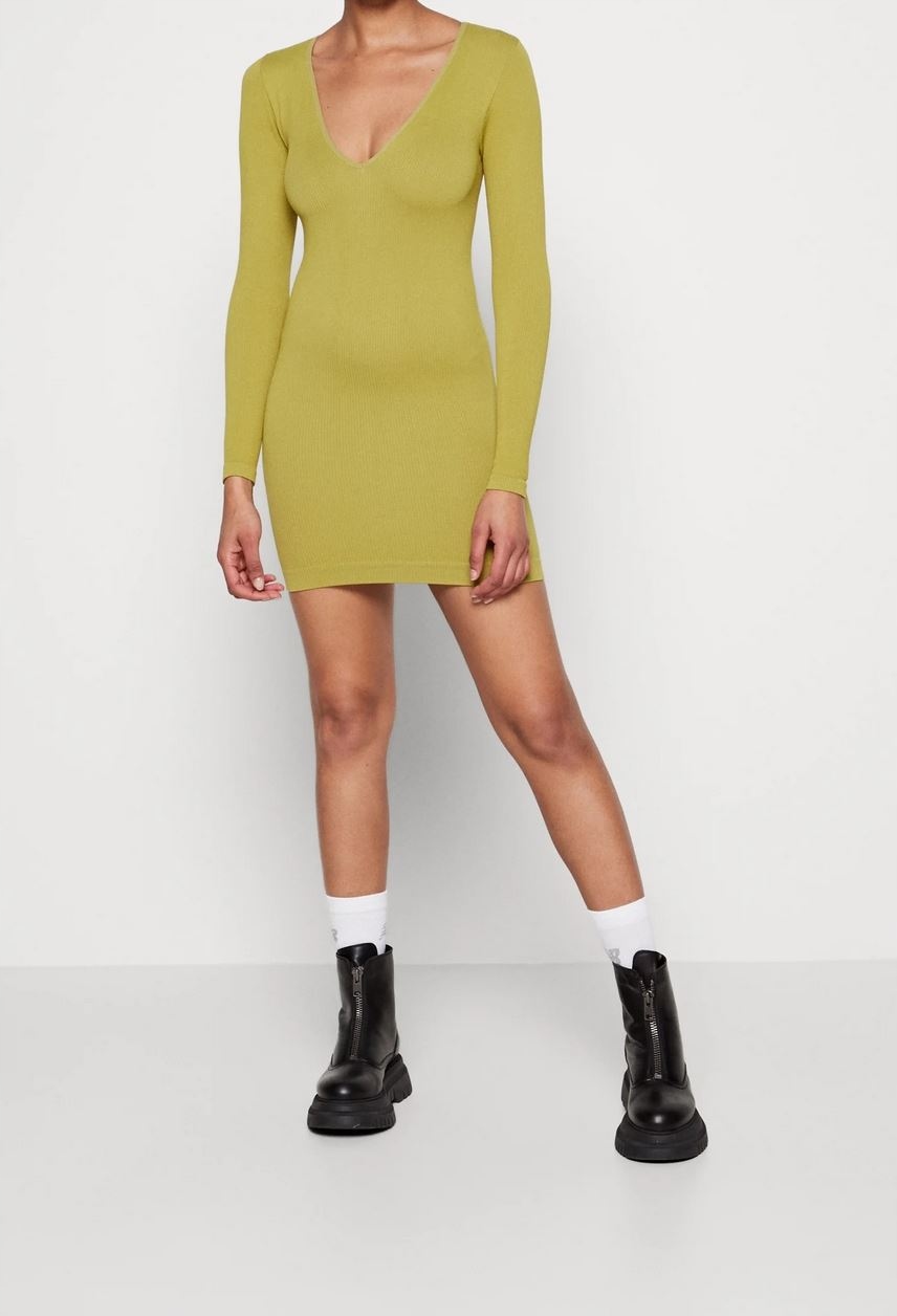 Šaty Bdg Urban Outfitters Josie Mini Dress Limetková Žebrovaná S