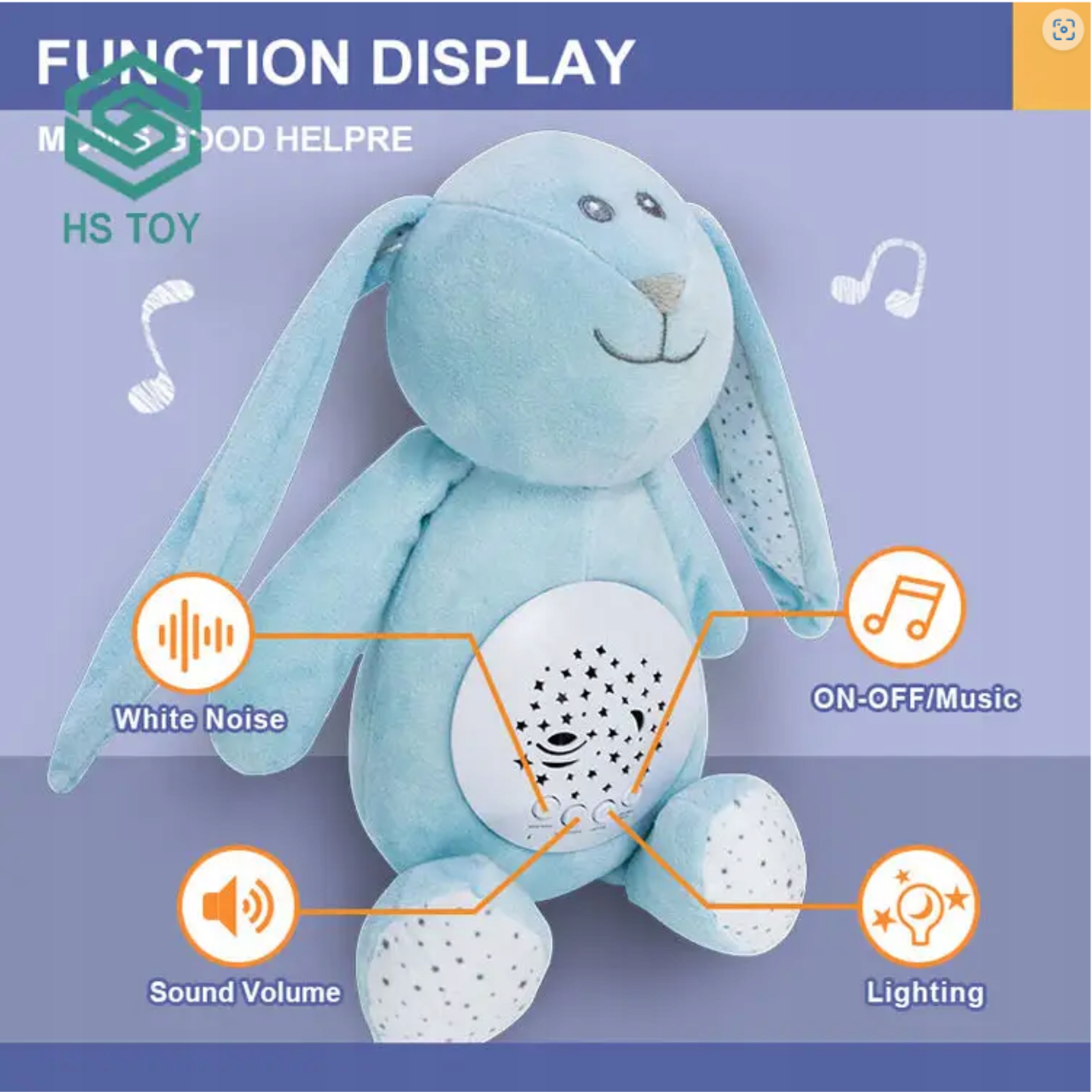 KRÓLIK SZUMIŚ USYPIACZ PRZYTULANKA LAMPKA NOCNA PROJEKTOR 2w1 10 KOŁYSANEK Rodzaj przytulanki